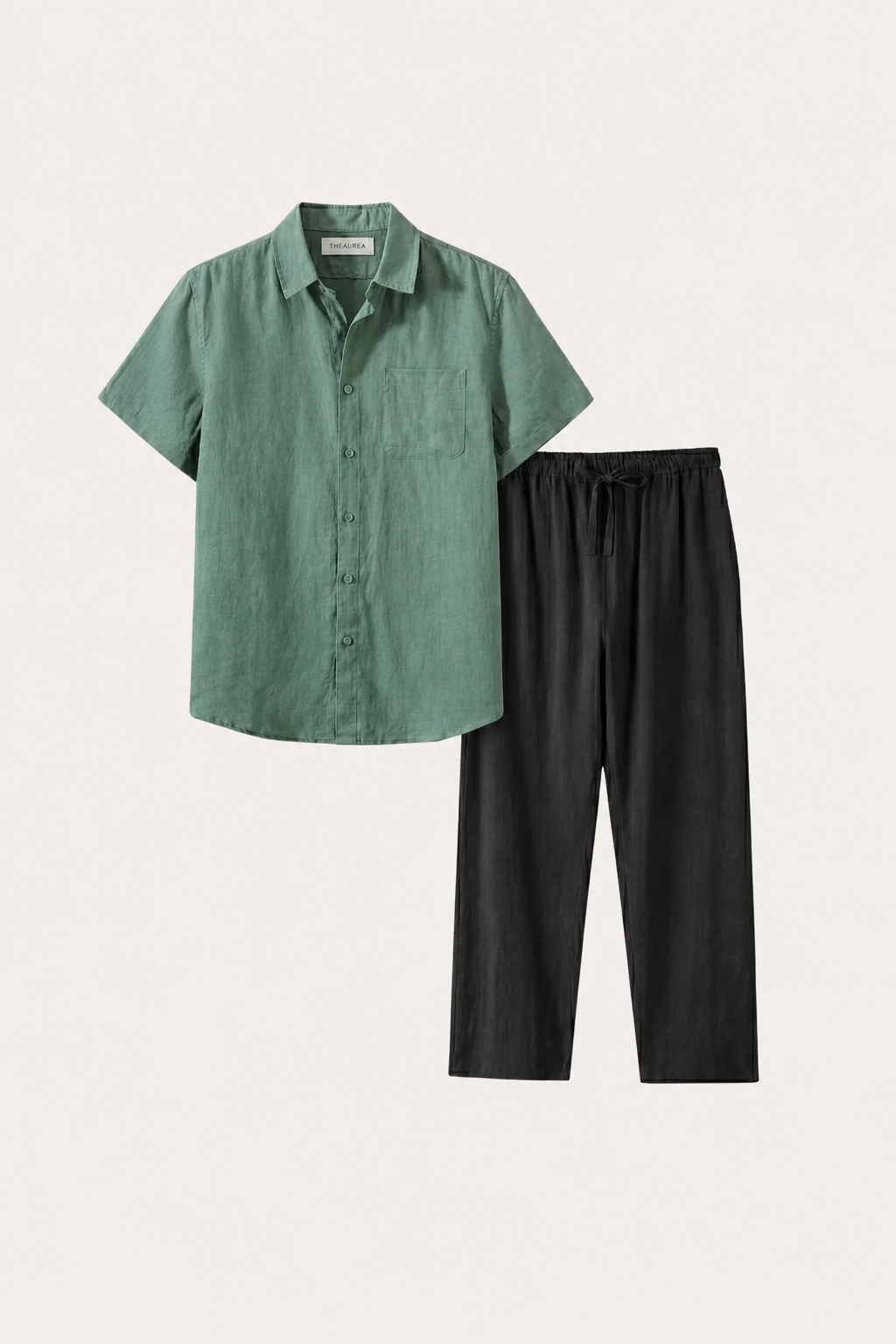 Ensemble en Lin Trento Vert/Noyer