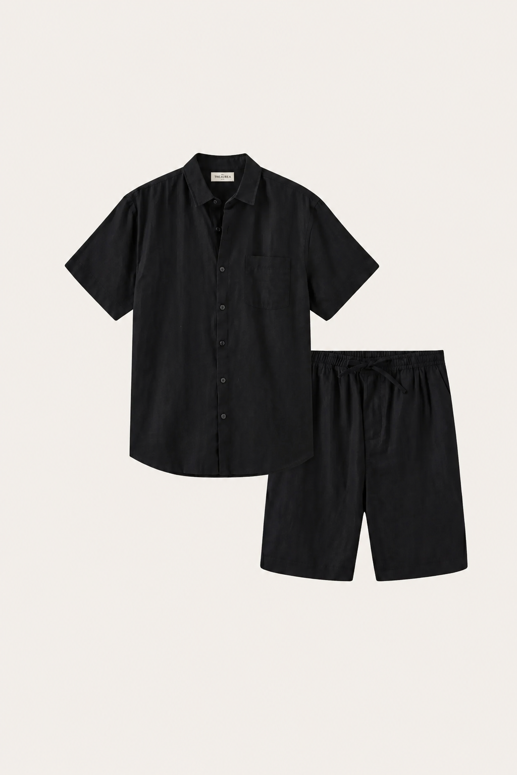 Chemise et Pantalons Courts en Lin Noir de Vérone