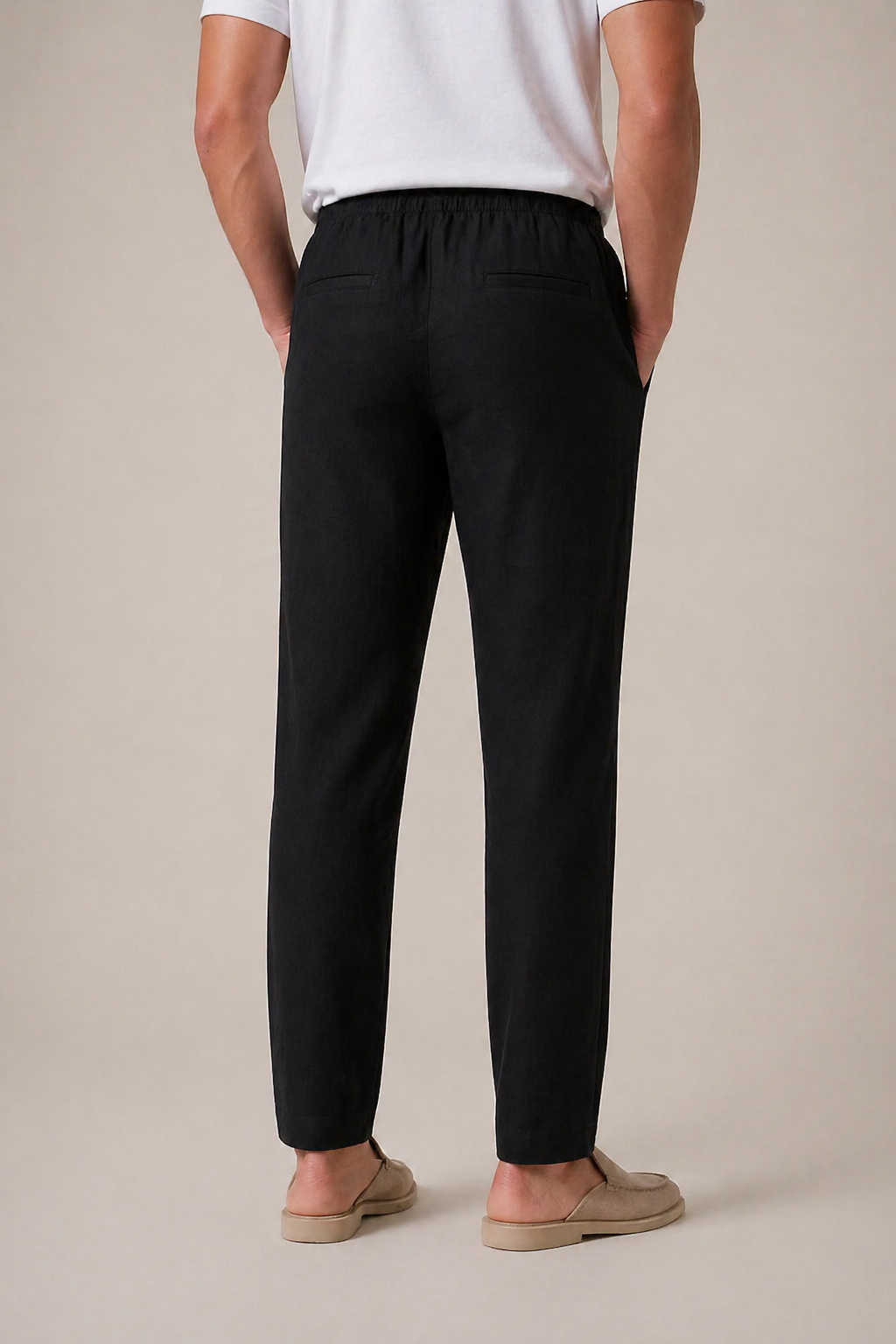 Pantalons Bayside en Lin Noir