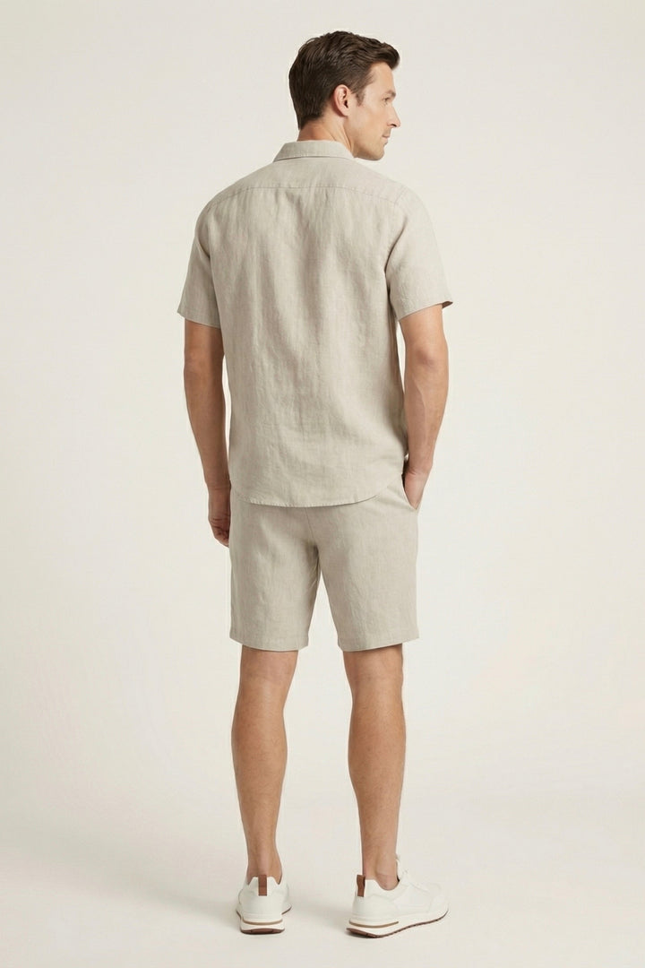 Chemise et Pantalons Courts en Lin Beige de Vérone