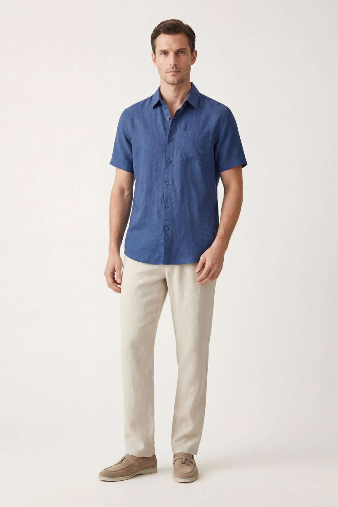 Ensemble en Lin Trento Bleu/Beige