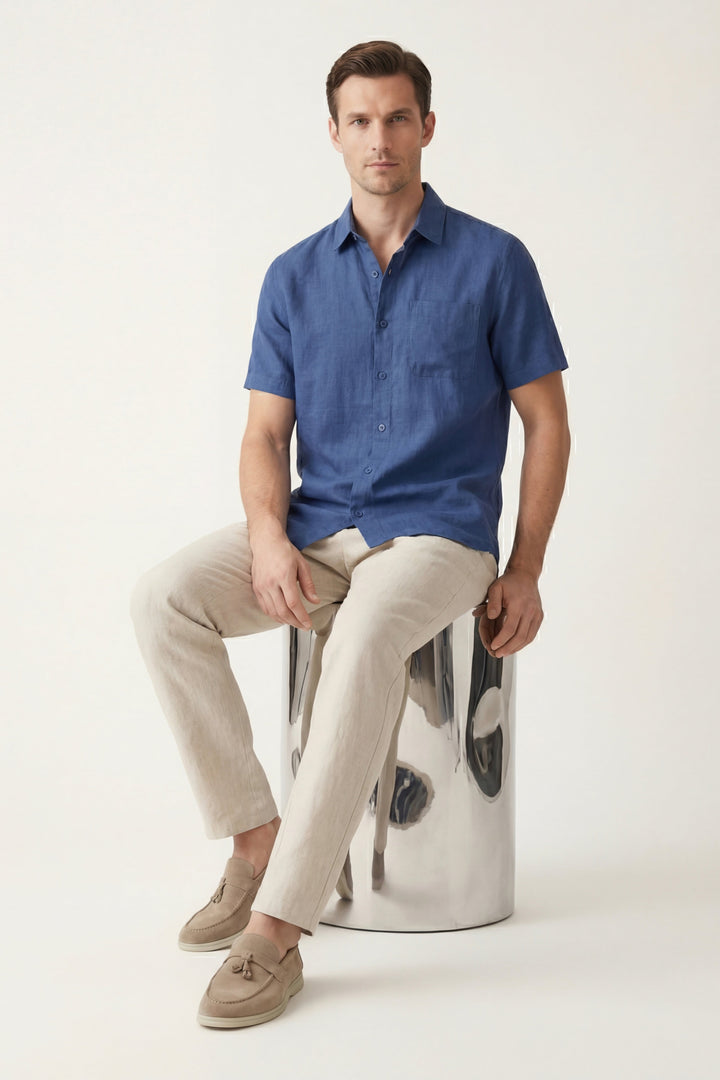 Ensemble en Lin Trento Bleu/Beige