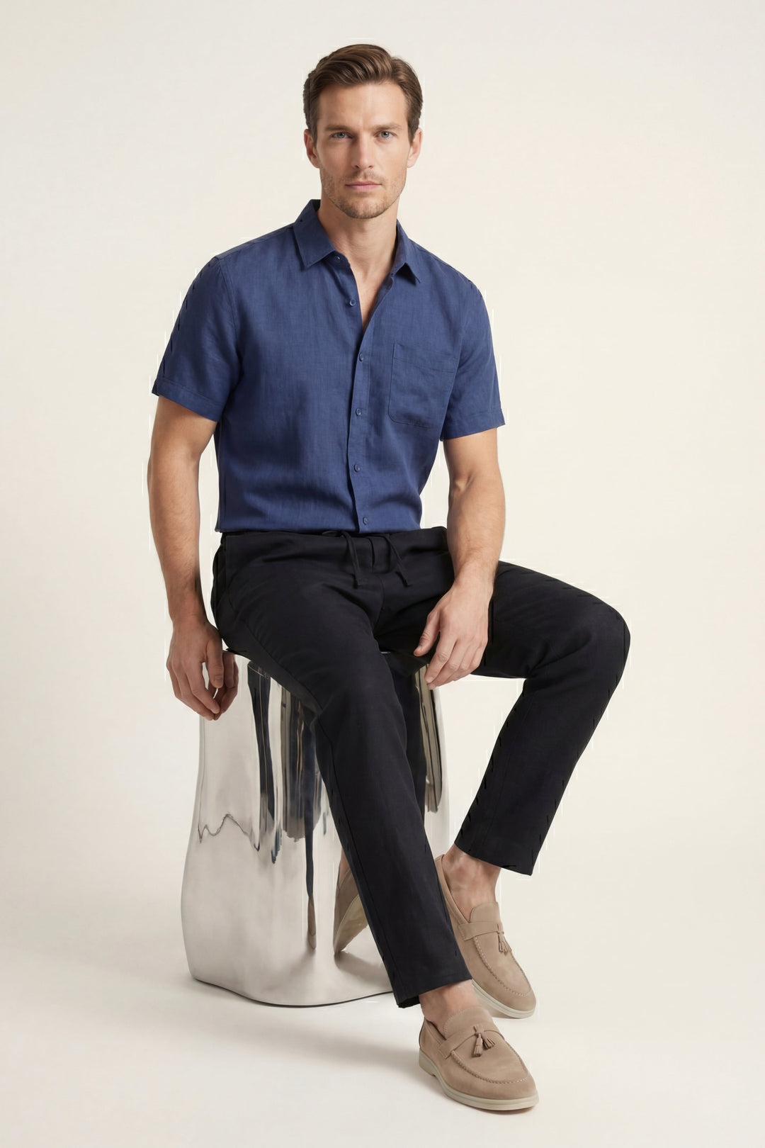 Ensemble en Lino Trento Bleu/Nero