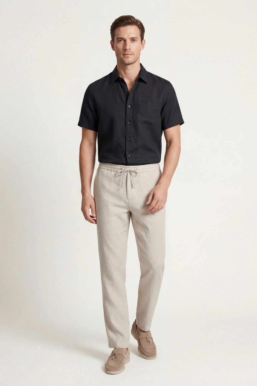 Ensemble en Lin Trento Noir/Beige