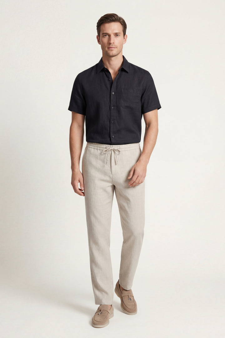 Ensemble en Lin Trento Noir/Beige