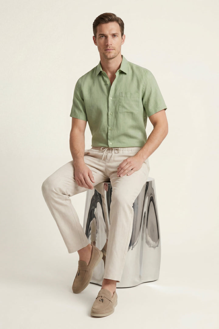 Ensemble en Lin Trento Vert Menthe/Beige