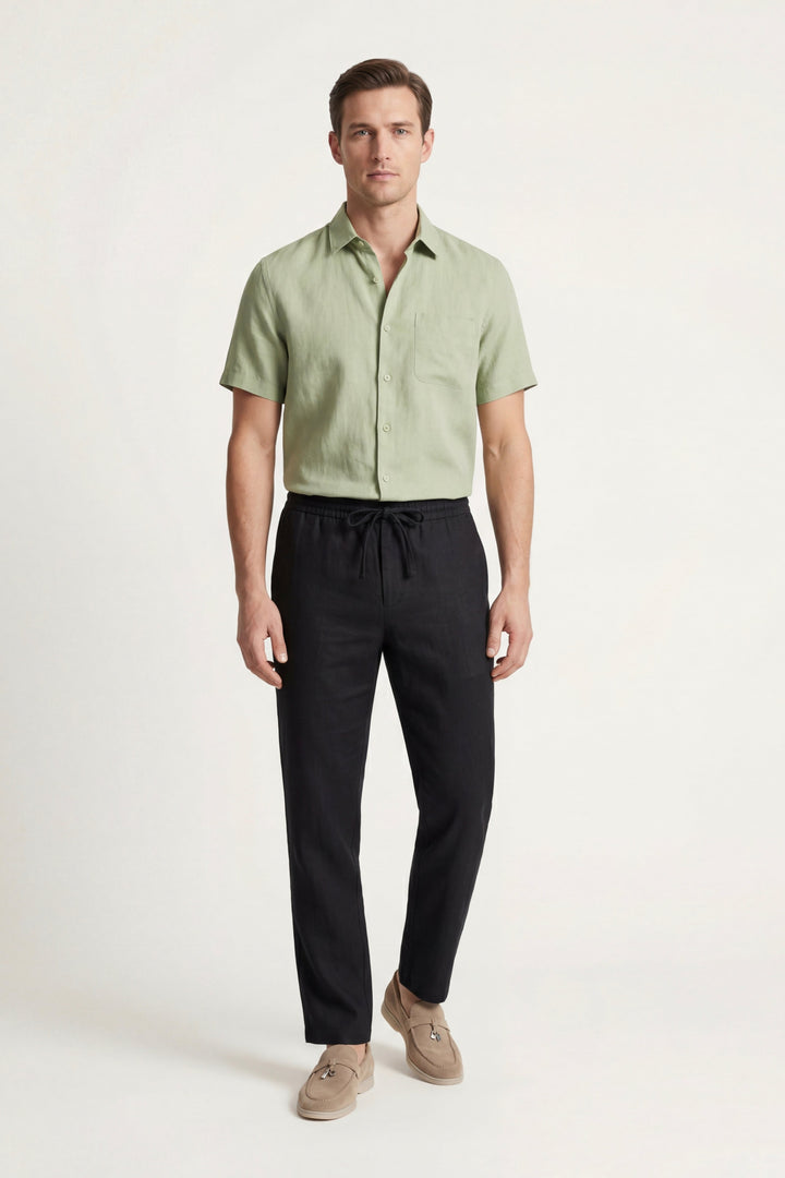 Ensemble en Lin Trento Vert Menthe/Noir