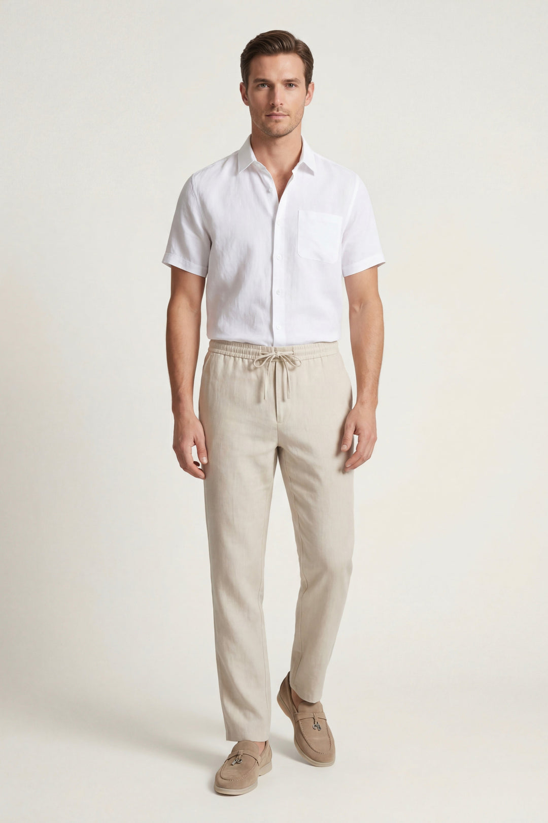 Ensemble en Lin Trento Blanc/Beige