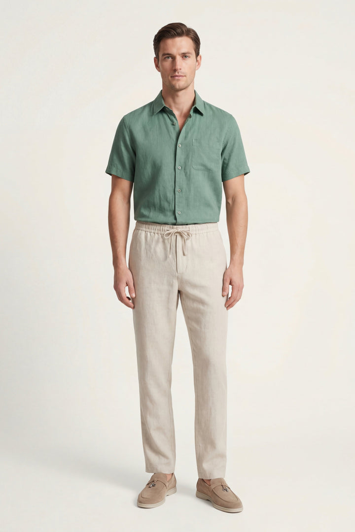Ensemble en Lin Trento Vert/Beige