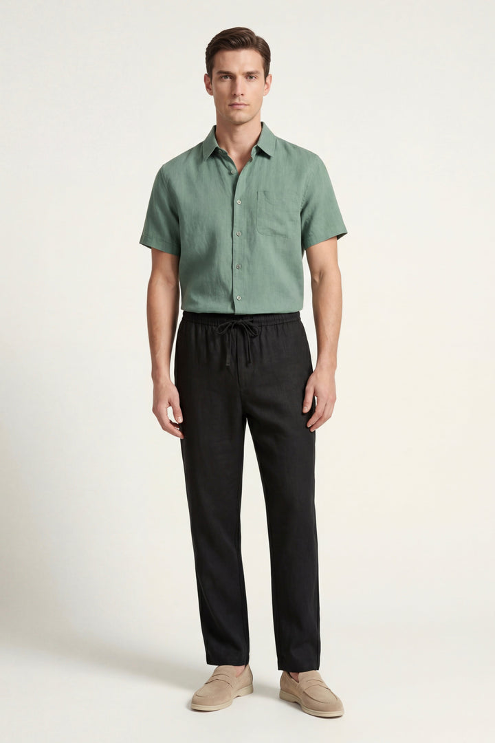 Ensemble en Lin Trento Vert/Noyer