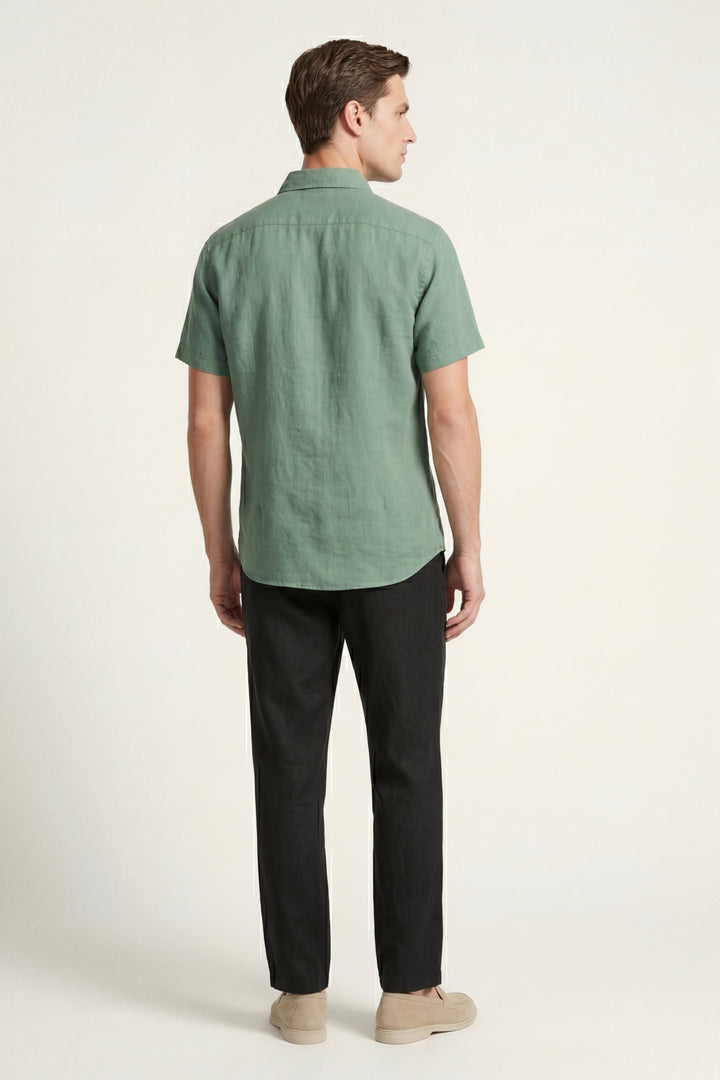 Ensemble en Lin Trento Vert/Noyer