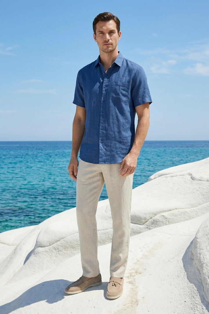Ensemble en Lin Trento Bleu/Beige