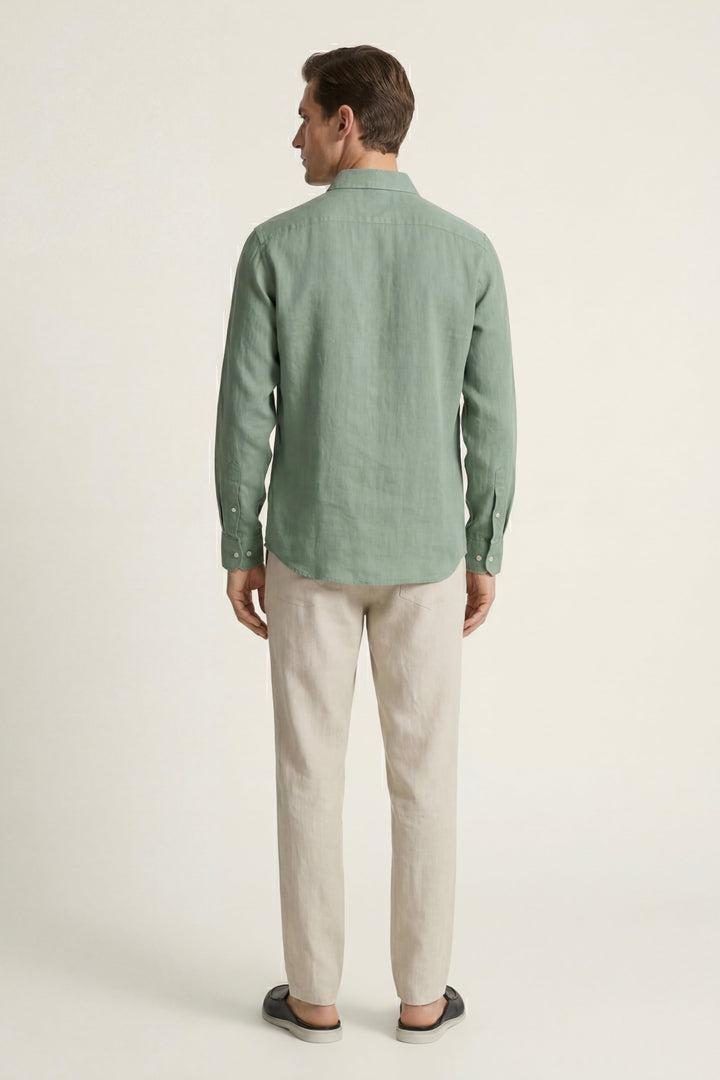 Ensemble en Lin Pisa Manches Longues Vert/Beige