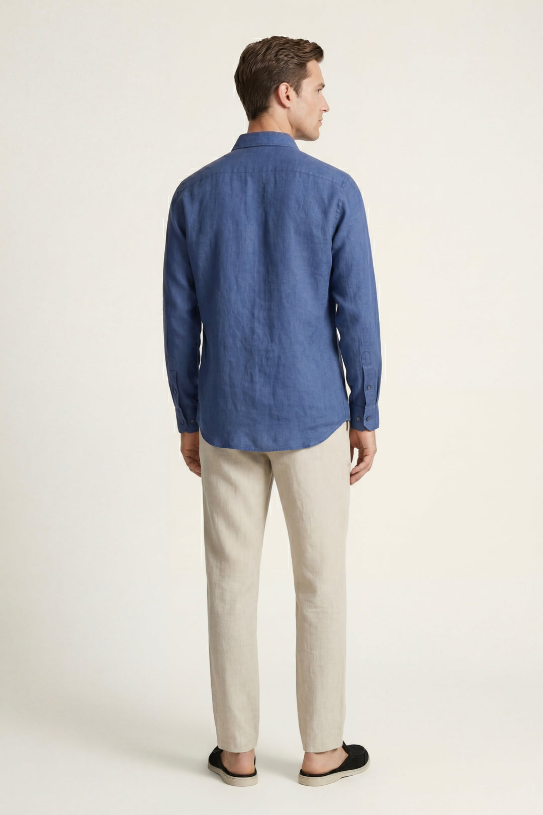 Ensemble en Lin Pisa Manches Longues Bleu/Beige