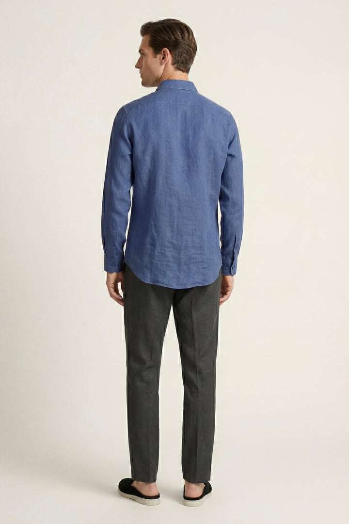 Ensemble en Lin Pisa Manches Longues Bleu/Noir