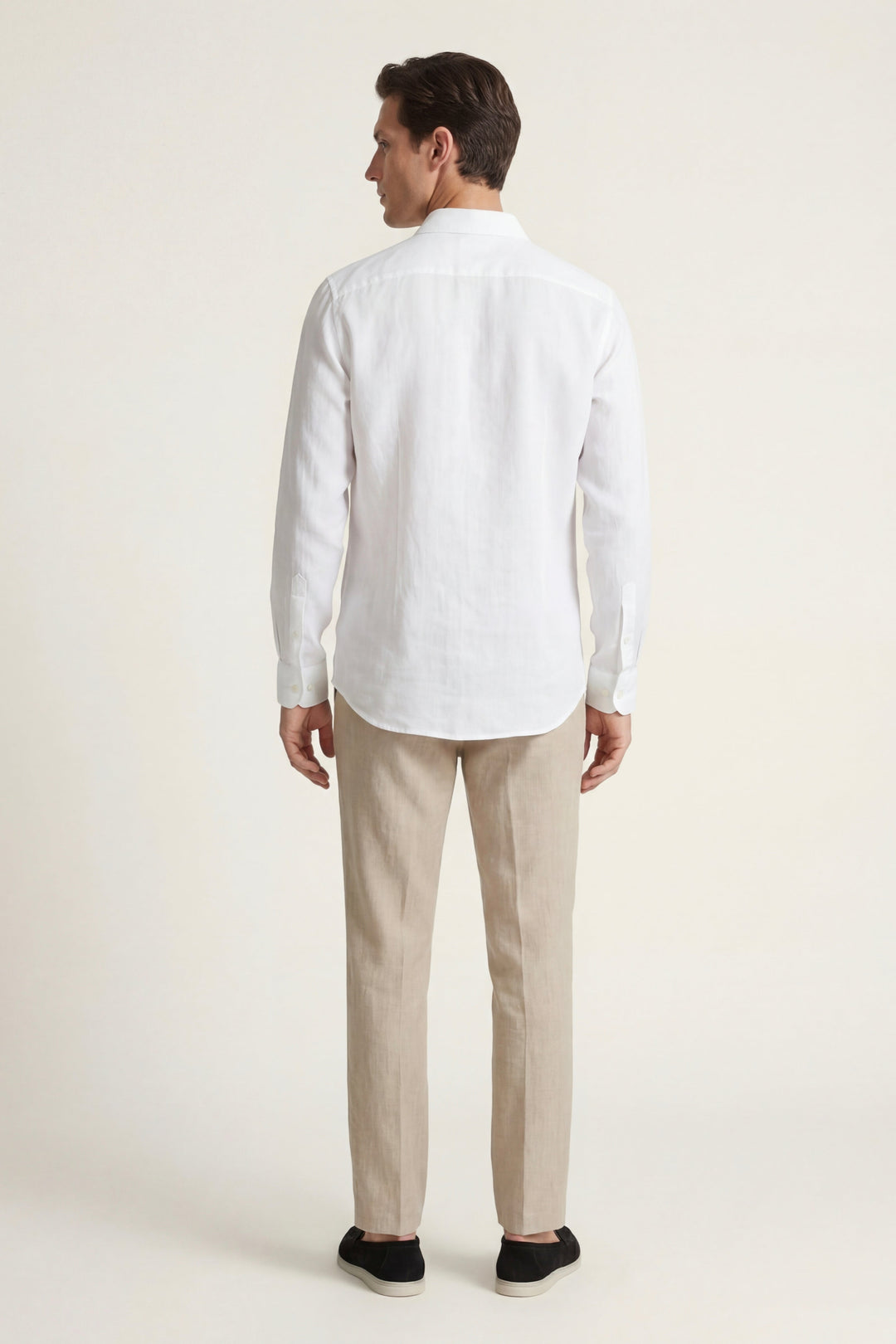 Ensemble en Lin Pisa Manches Longues Blanc/Beige