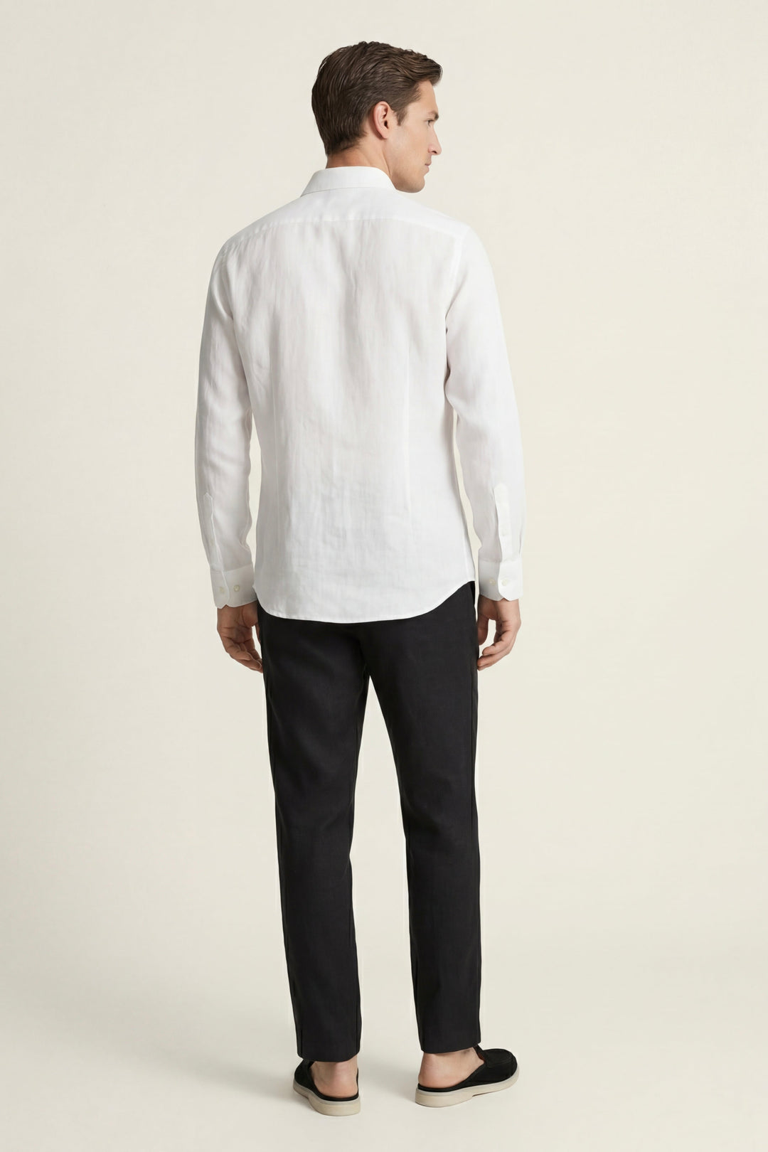 Ensemble en Lin Pisa Manches Longues Blanc/Noir
