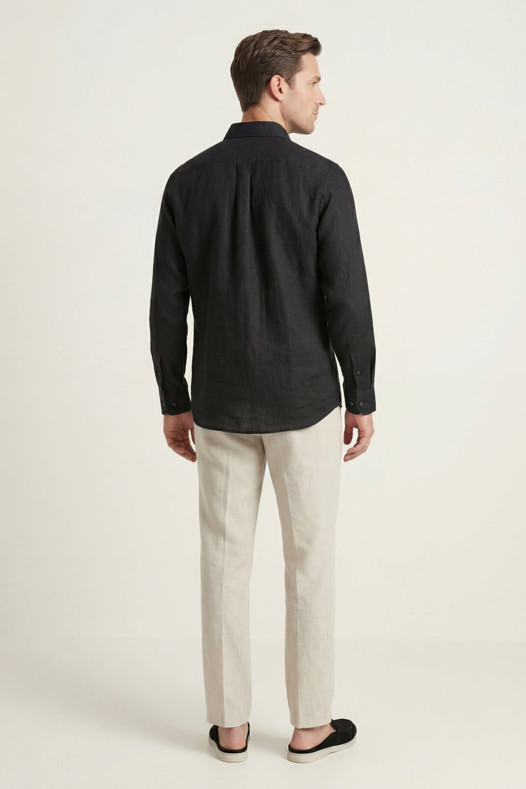 Ensemble en Lin Pisa Manches Longues Noir/Beige