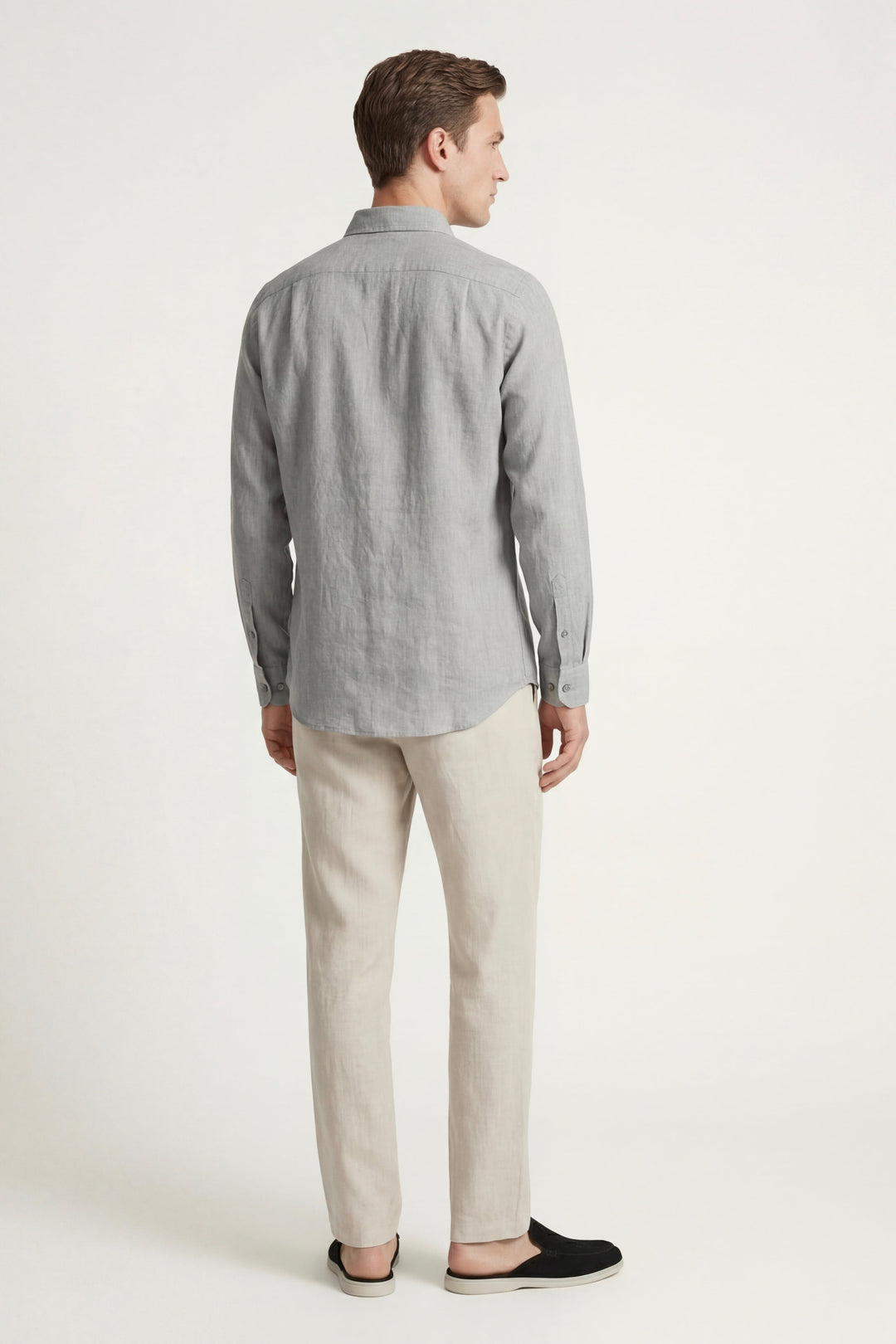 Ensemble en Lin Pisa Manches Longues Gris/Beige