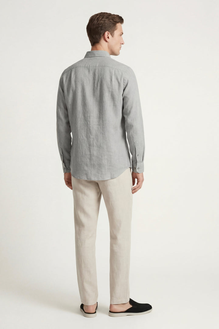 Ensemble en Lin Pisa Manches Longues Gris/Beige