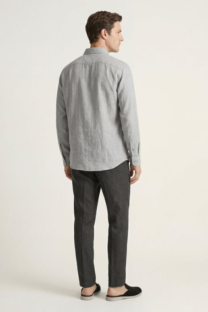 Ensemble en Lin Pisa Manches Longues Gris/Noir