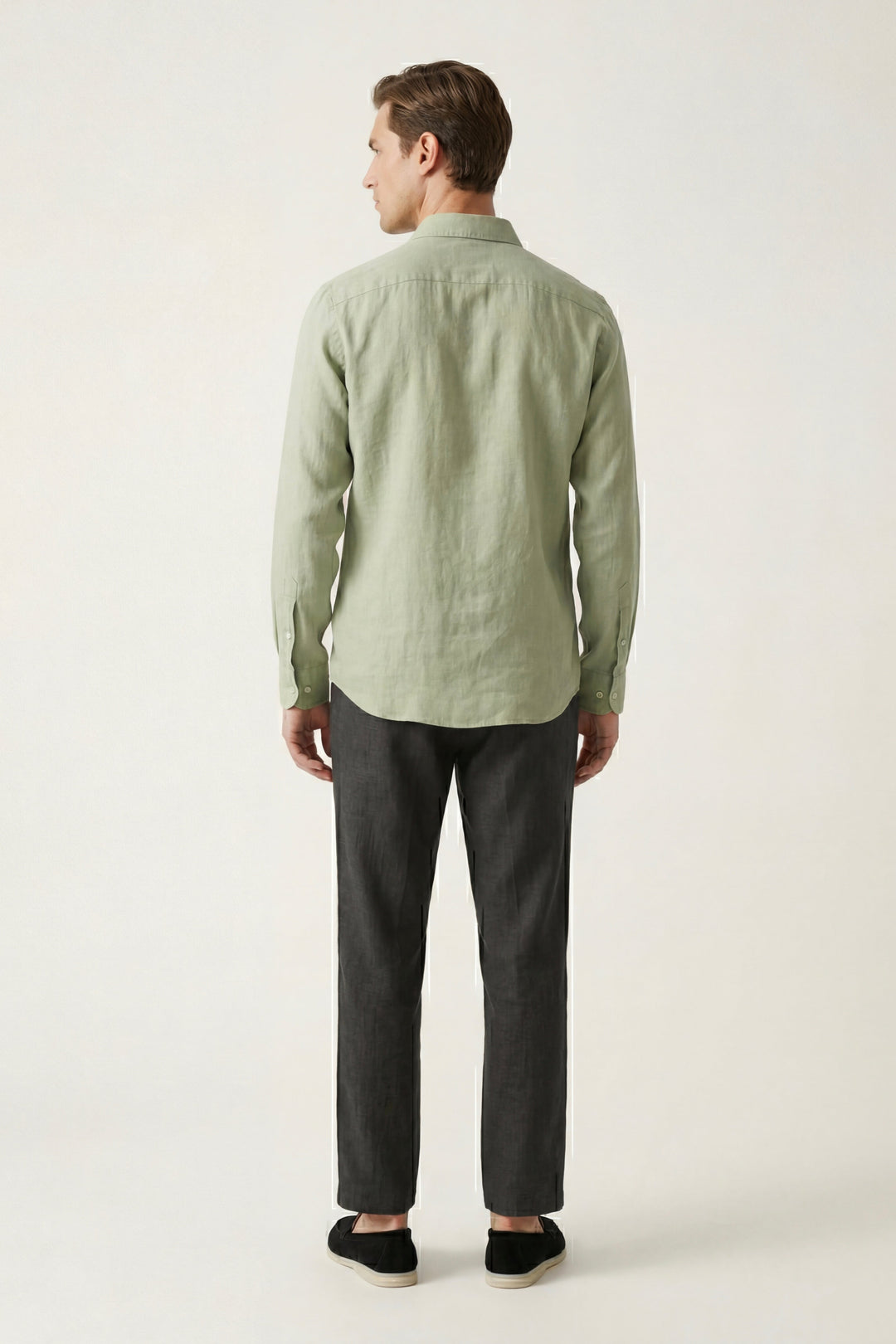 Ensemble en Lin Pisa Manches Longues Vert Menthe/Noir