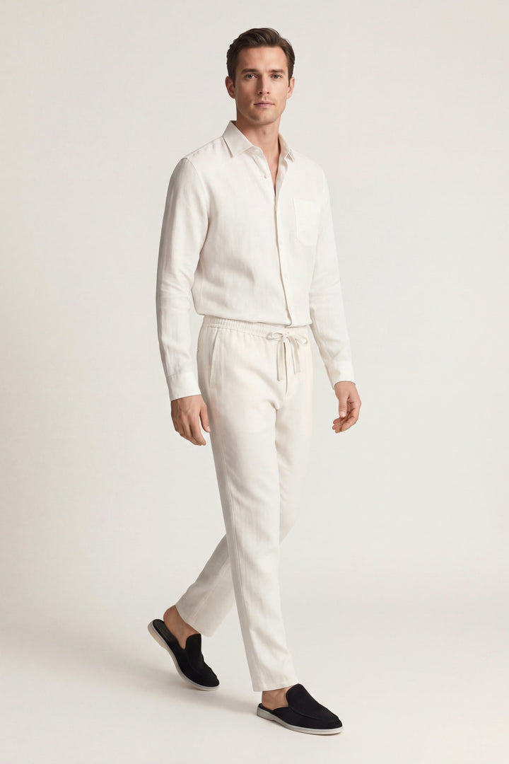 Ensemble en Lin Bellagio Manches Longues Blanc