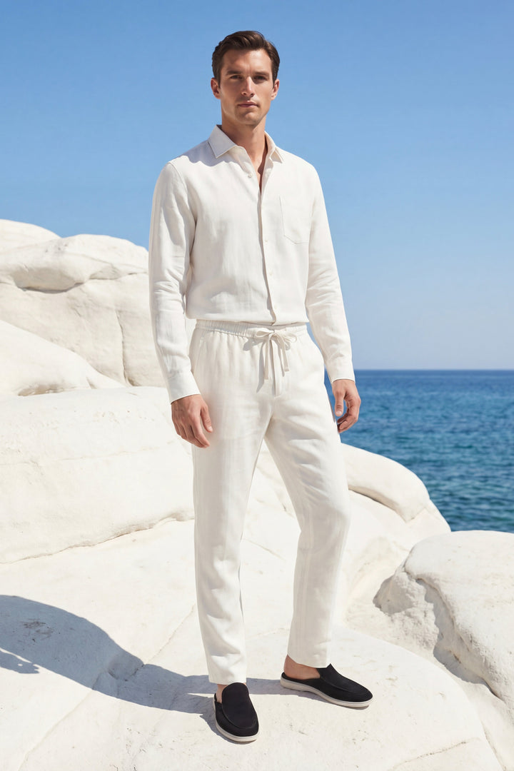 Ensemble en Lin Bellagio Manches Longues Blanc