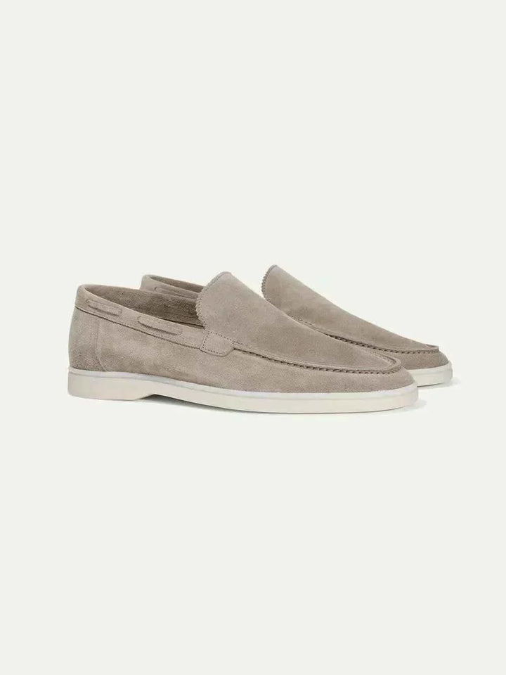 Mocassins Classiques en Cuir Suédé Gris Clair