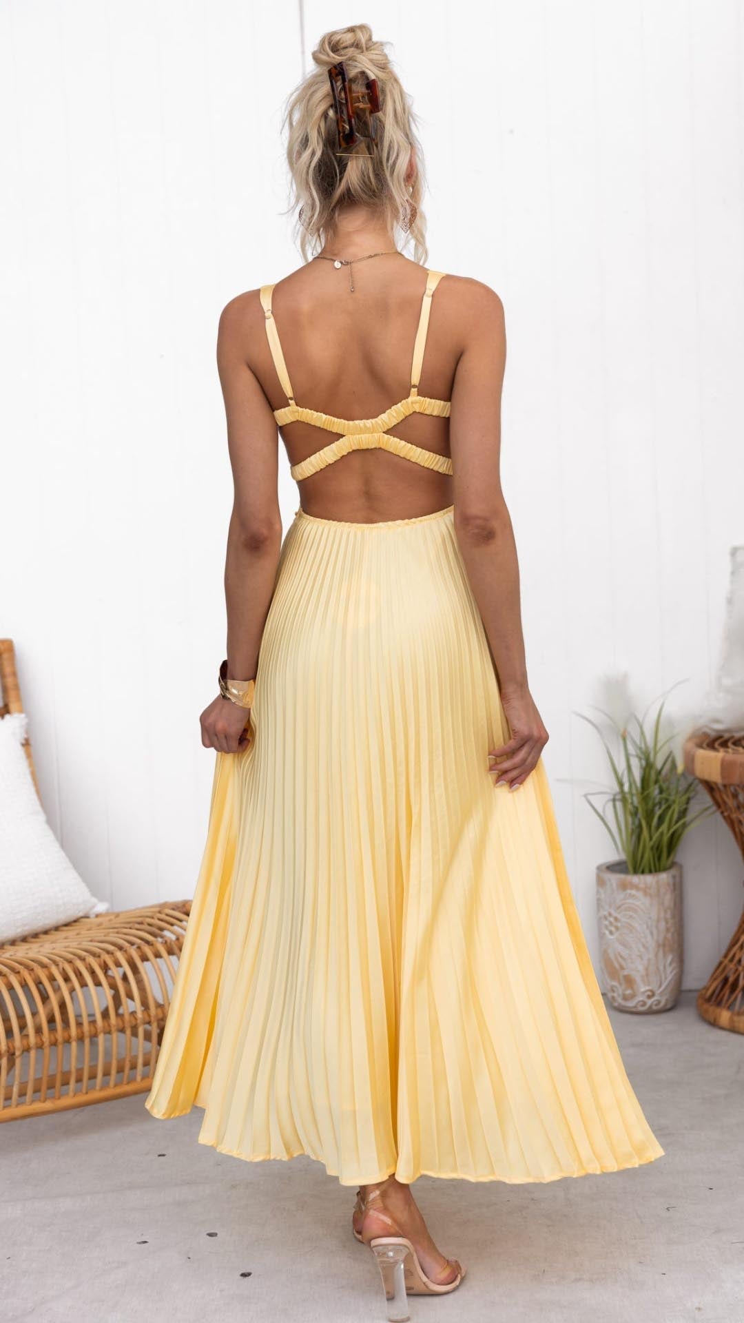 Malka™ | Robe Maxi Plissée à Décolleté en V