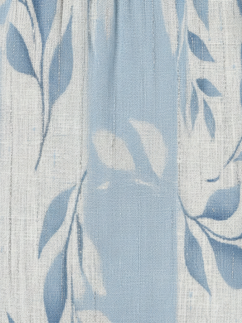 Solene | Robe Midi Sans Manches à Motif Feuilles Bleues