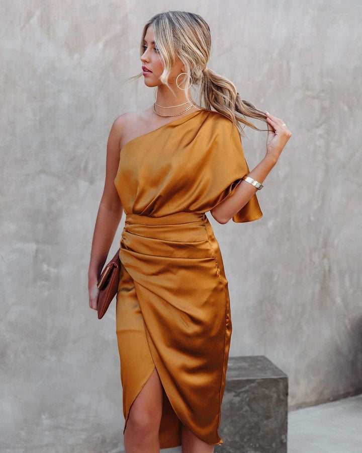 Tamari™ | Robe Midi en Satin Élégante