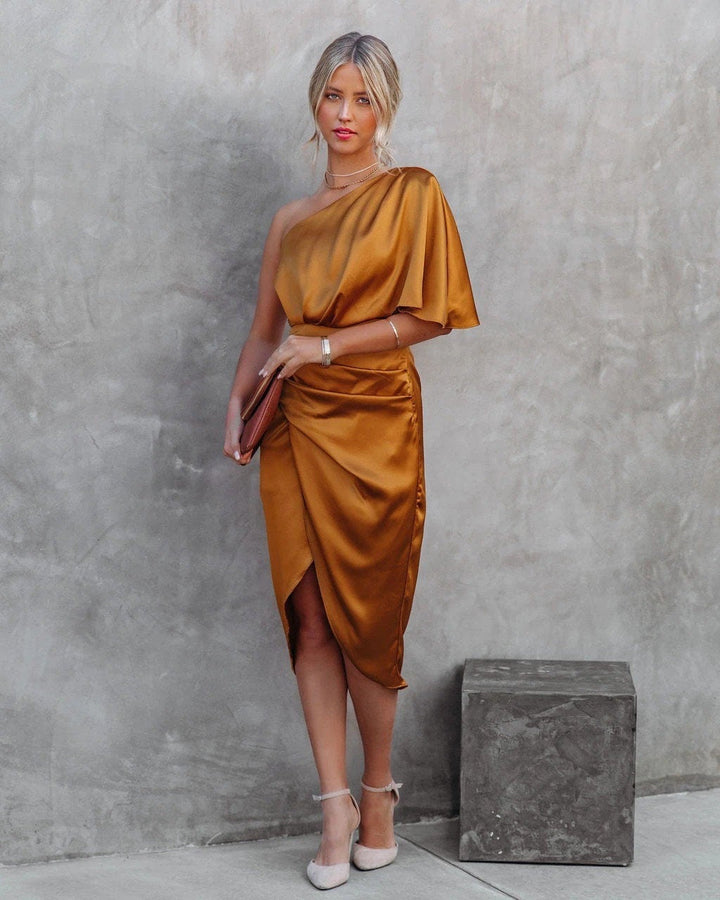 Tamari™ | Robe Midi en Satin Élégante