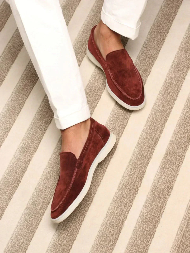 Mocassin Classique en Suède Bordeaux