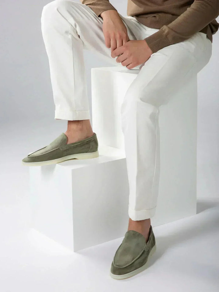 Mocassin Classique en Cuir Suédé Vert Olive